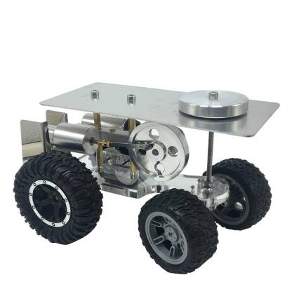 4 Wheels Stirling Engine Powered Tractor Model Car Physics Experiment Science Gift