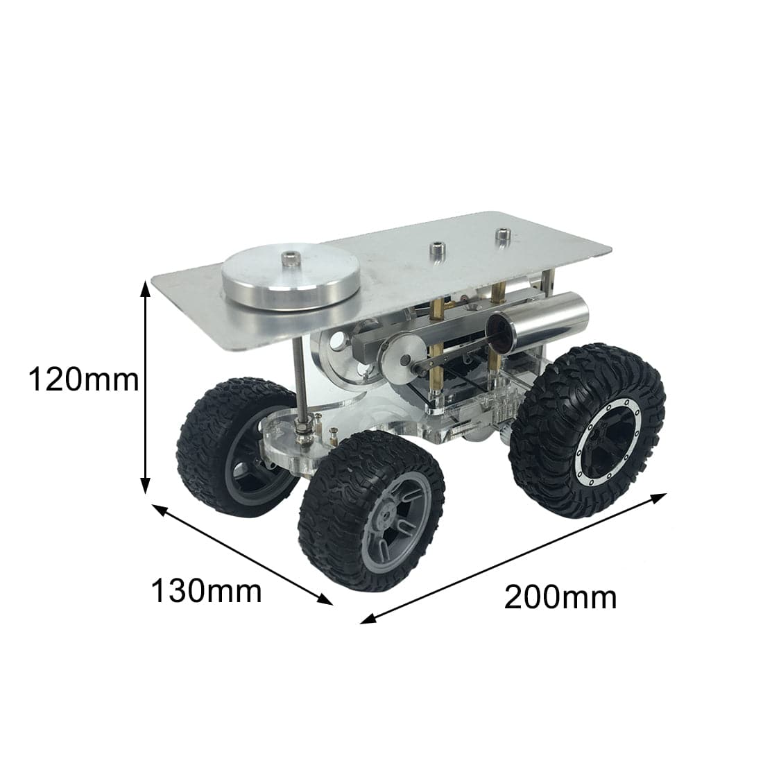 4 Wheels Stirling Engine Powered Tractor Model Car Physics Experiment Science Gift