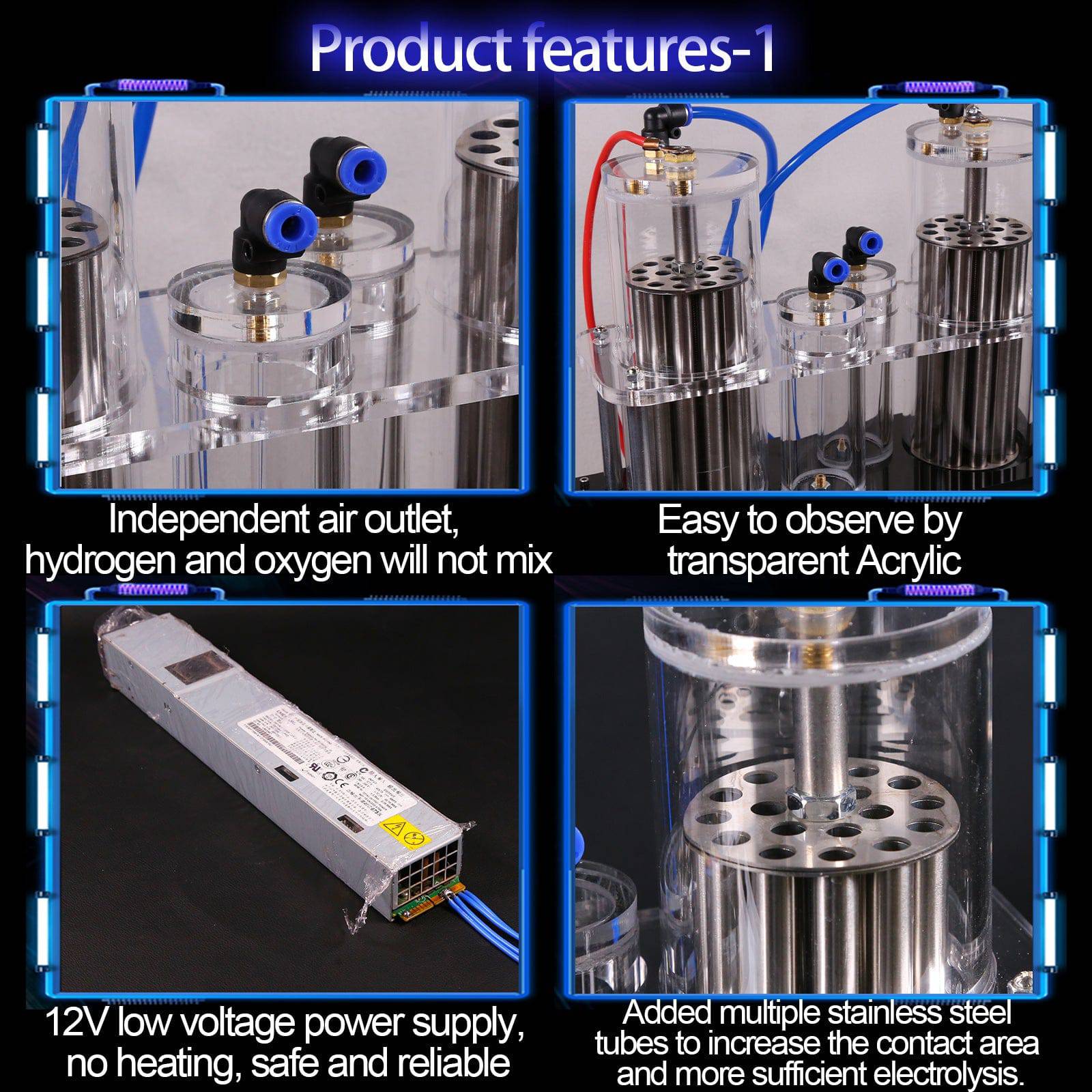 400W Water Electrolysis Hydrogen and Oxygen Generator Machine Science Experiment Kit