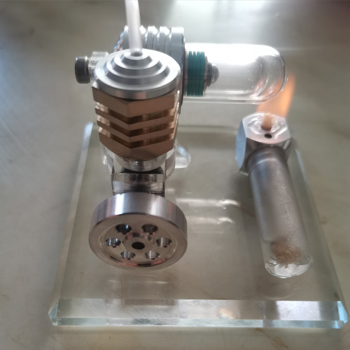 Adjustable Speed Stirling Engine Model Vertical Flywheel Physics Science Experiment Toy-helloworld7