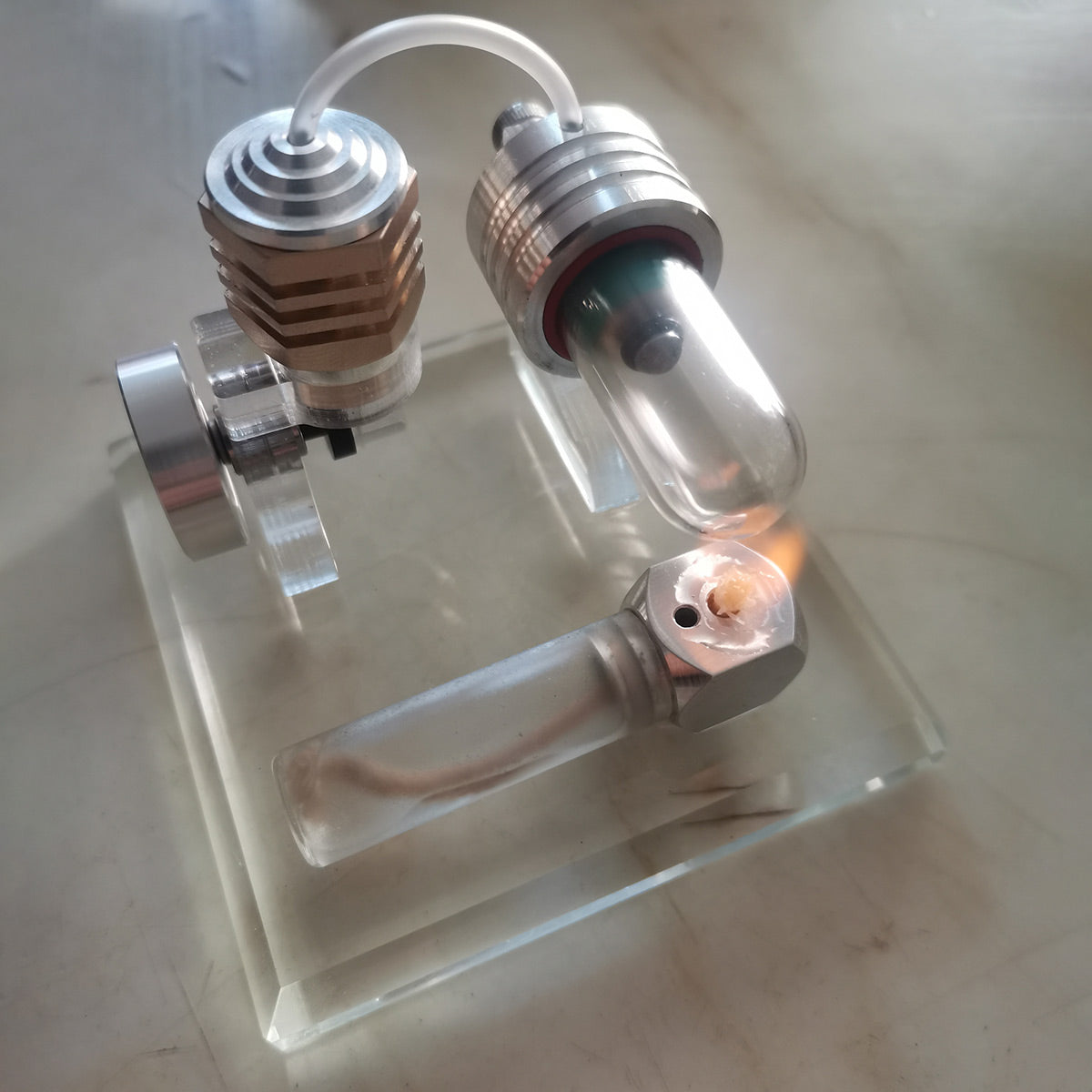 Adjustable Speed Stirling Engine Model Vertical Flywheel Physics Science Experiment Toy-helloworld7