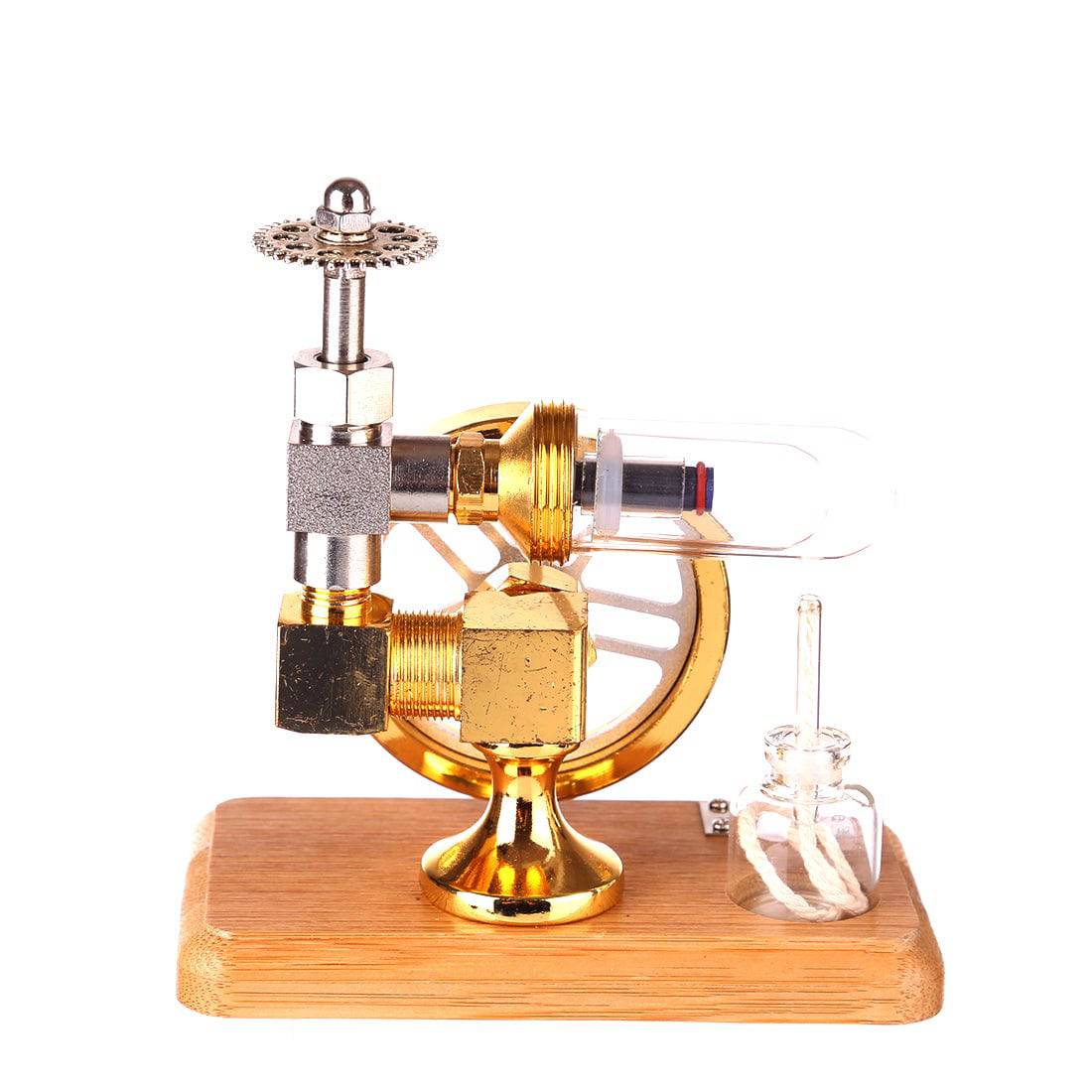 Adjustable Speed Stirling Engine Model Wood Base Physics Experiment Science Toy