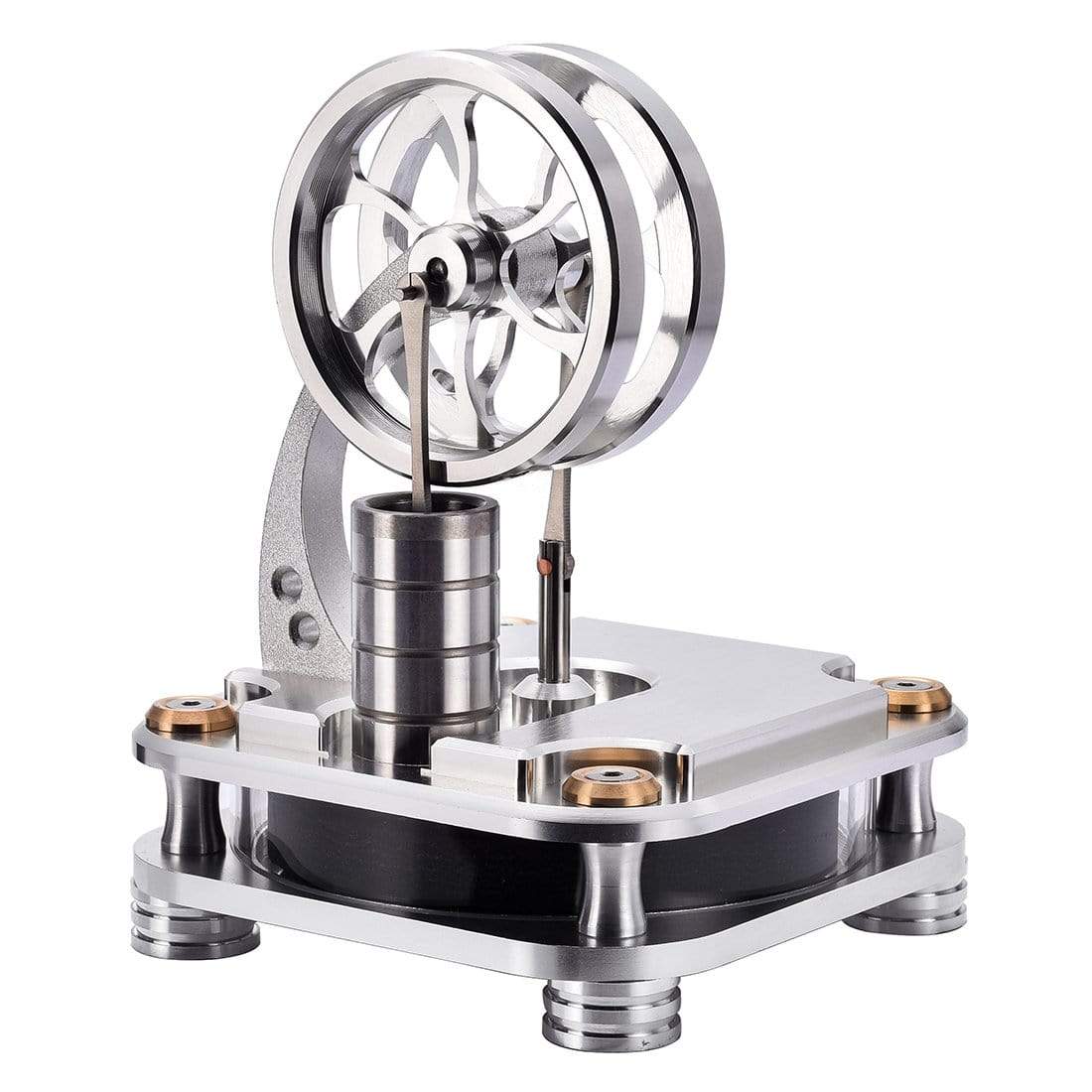 All-Metal Low Temperature Stirling Engine Model Twin Flywheel Heat Powered Physics Toy