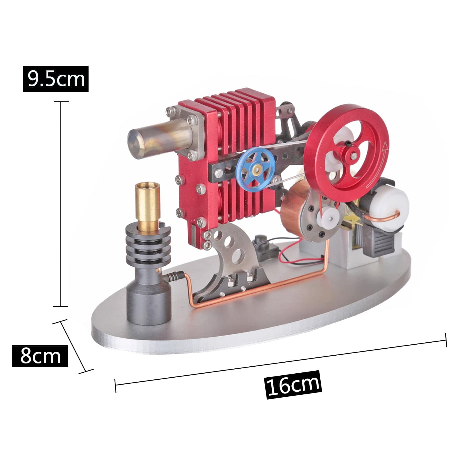 Alpha Type Double Cylinder Butane Stirling Engine Generator Model Metal Physics Experiment Toy-helloworld7