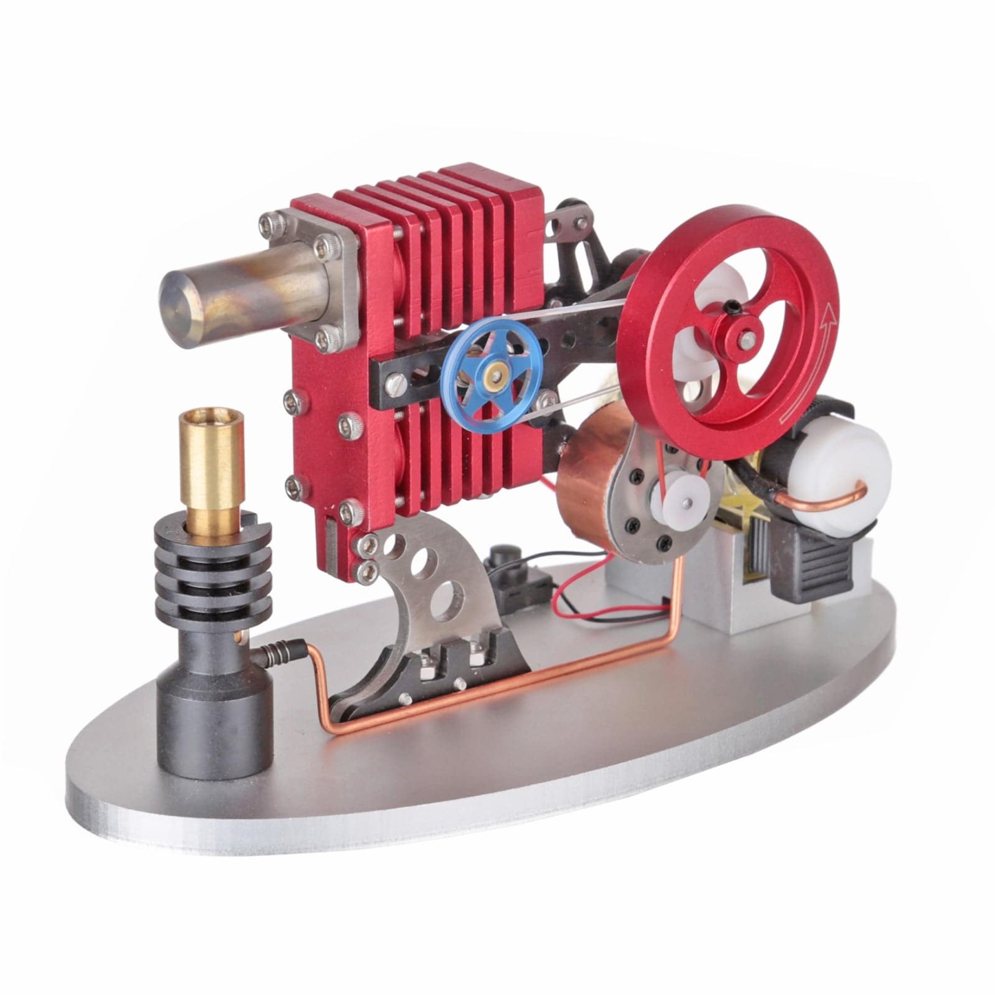 Alpha Type Double Cylinder Butane Stirling Engine Generator Model Metal Physics Experiment Toy-helloworld7