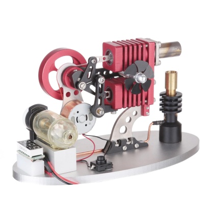 Alpha Type Double Cylinder Butane Stirling Engine Generator Model Metal Physics Experiment Toy-helloworld7