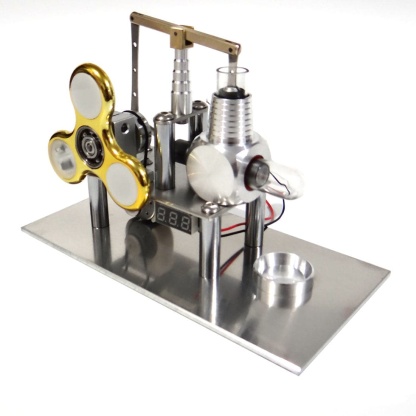 Balance Type Stirling Engine Generator Model with Luminous Gyroscope and Voltmeter
