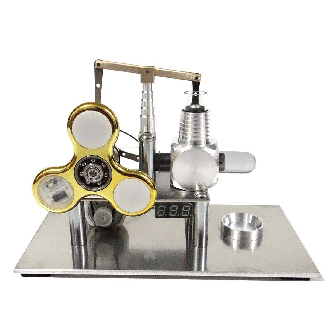 Balance Type Stirling Engine Generator Model with Luminous Gyroscope and Voltmeter