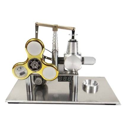 Balance Type Stirling Engine Generator Model with Luminous Gyroscope and Voltmeter