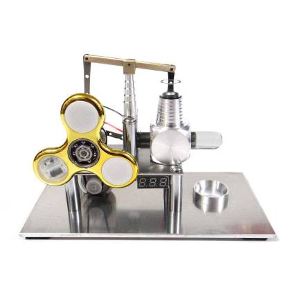 Balance Type Stirling Engine Generator Model with Luminous Gyroscope and Voltmeter