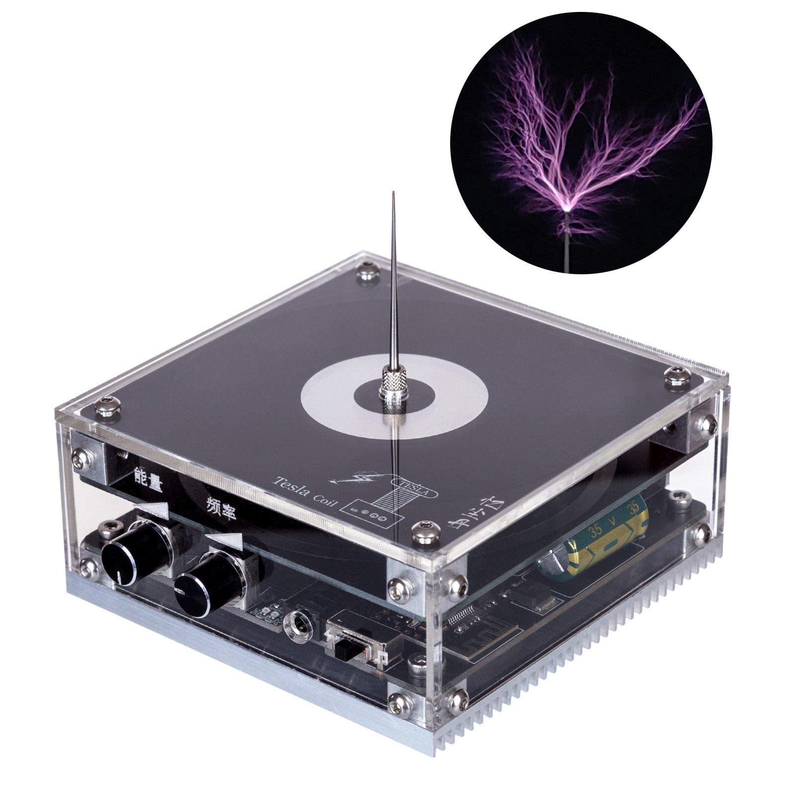 Flat PCB Bluetooth Musical Tesla Coil Touchable Artificial Lightning Generator Plasma Speaker