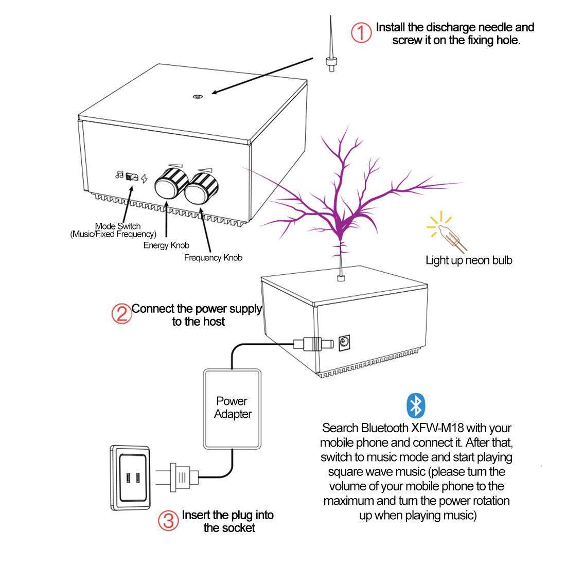 Flat PCB Bluetooth Musical Tesla Coil Touchable Artificial Lightning Generator Plasma Speaker