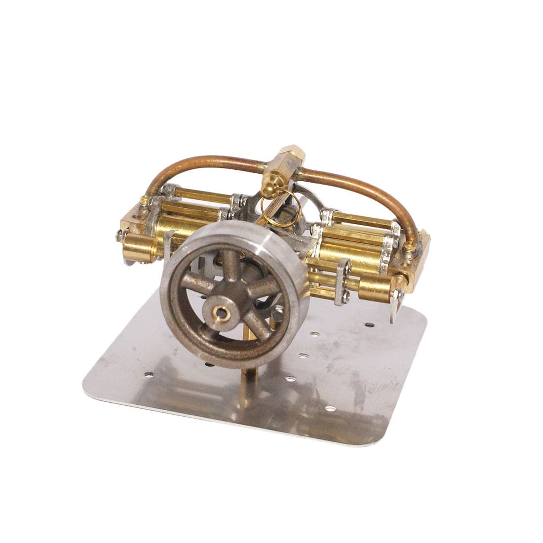 Brass Mini V4 Steam Engine Model 4-Cylinder Marine Power Physics Toy