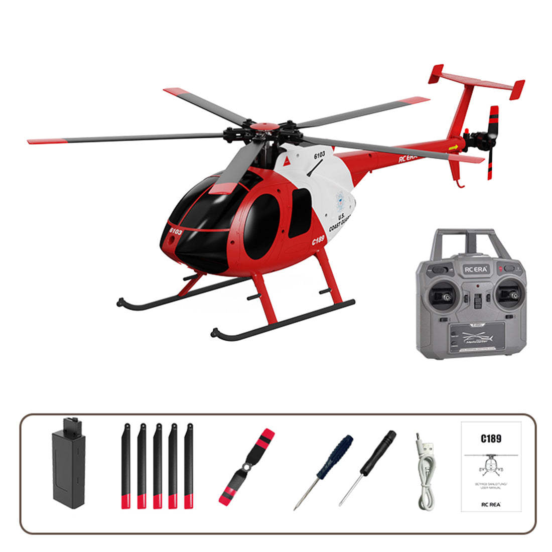 C189 MD500 Little Bird 1/28 Scale 4CH Dual Brushless RC Helicopter RTF Optical Flow-helloworld7