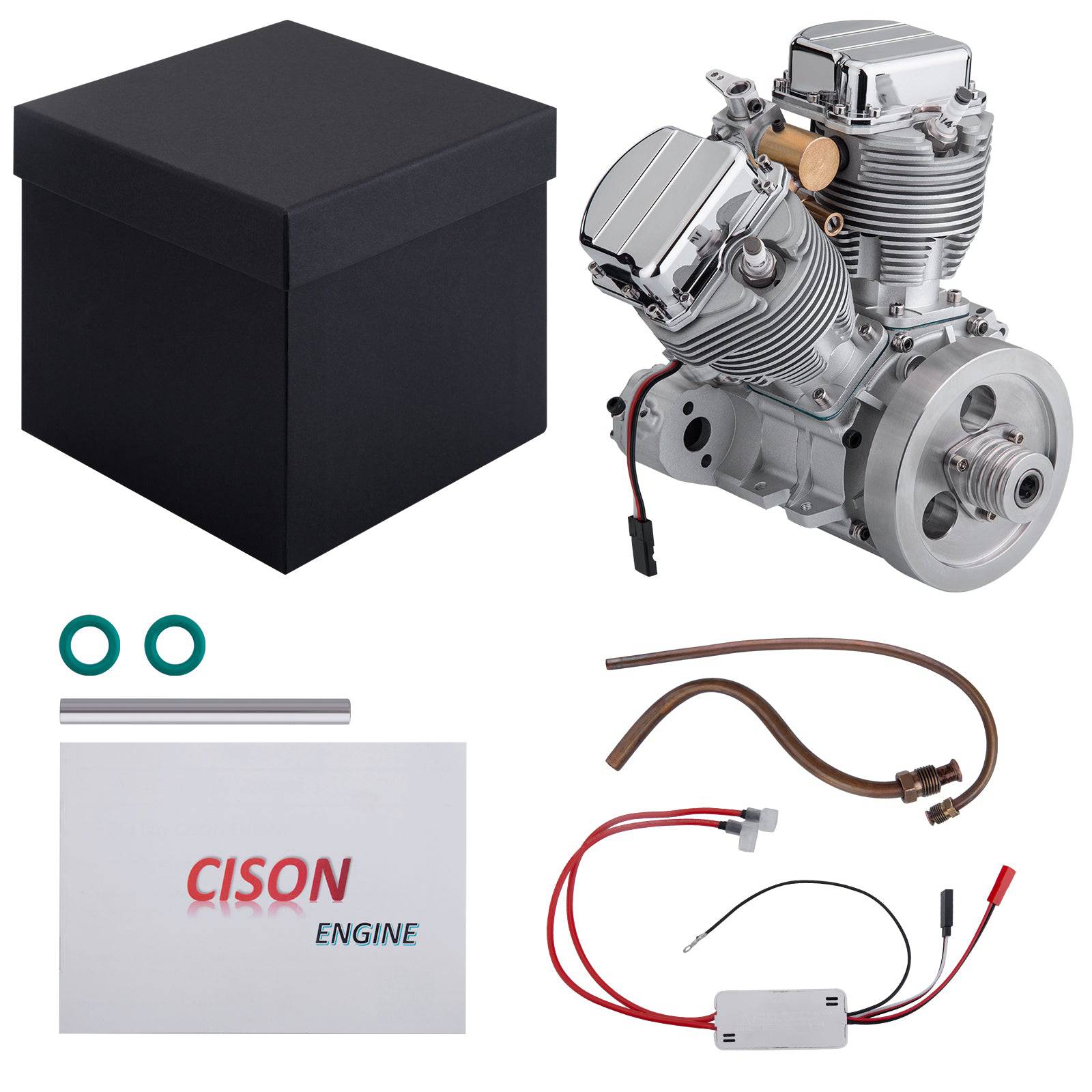 CISON FG-VT9 V2 9cc V-Twin 4 Stroke Gasoline Engine Model Full Set with Base & Tank-helloworld7