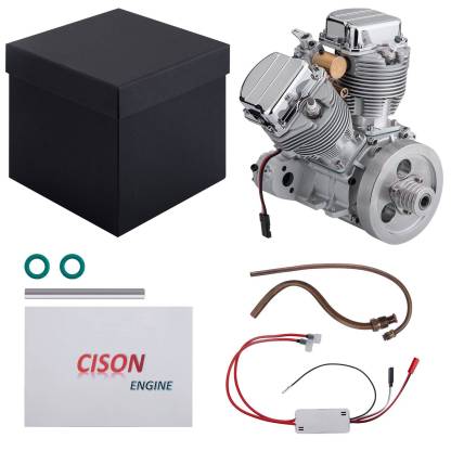 CISON FG-VT9 V2 9cc V-Twin 4 Stroke Gasoline Engine Model Full Set with Base & Tank-helloworld7