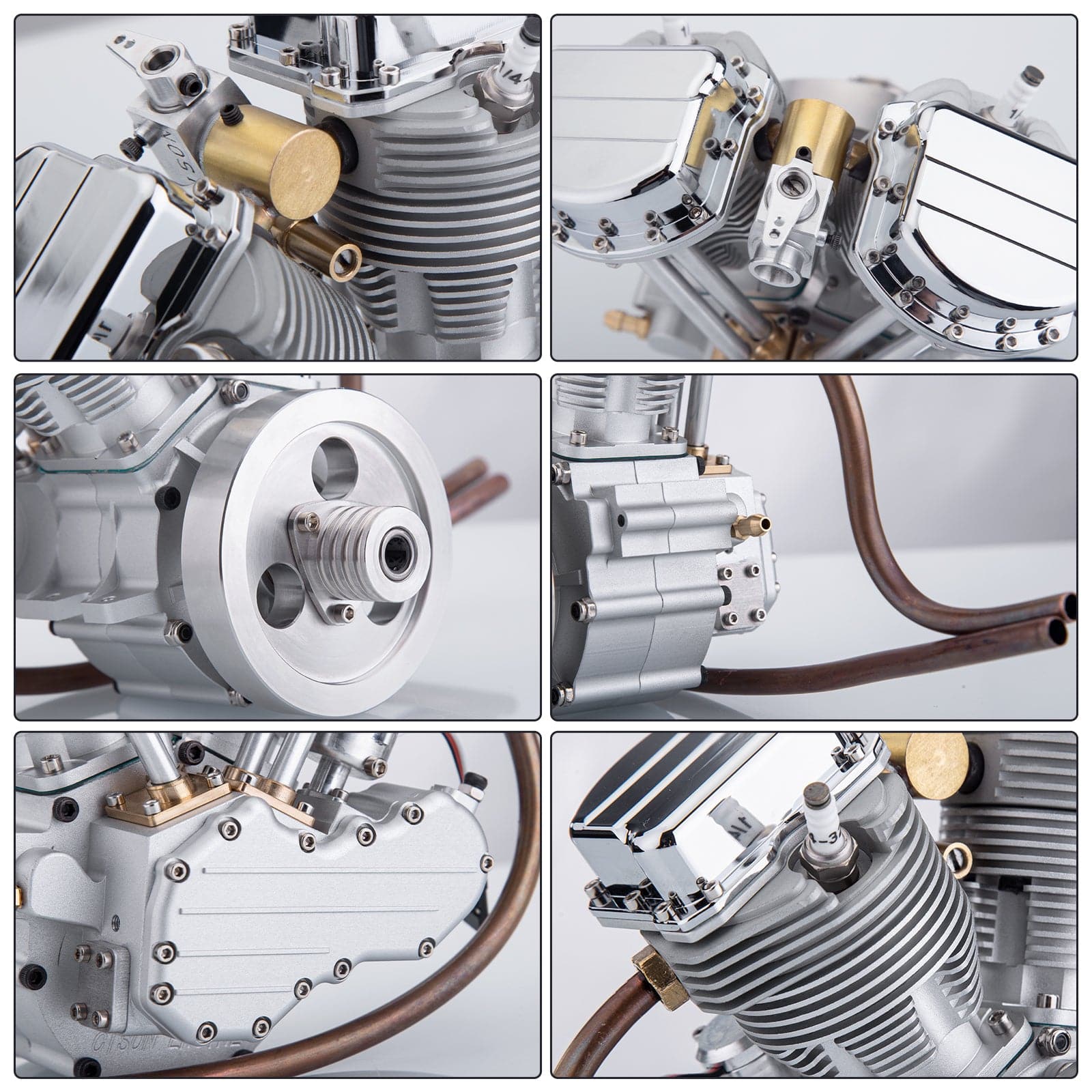 CISON FG-VT9 V2 9cc V-Twin 4 Stroke Gasoline Engine Model Full Set with Base & Tank-helloworld7