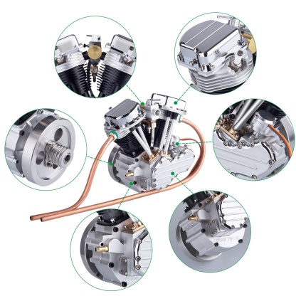 CISON FG-VT9 9cc V-Twin 4 Stroke Air Cooled Gasoline Engine Model for RC Cars Black-helloworld7
