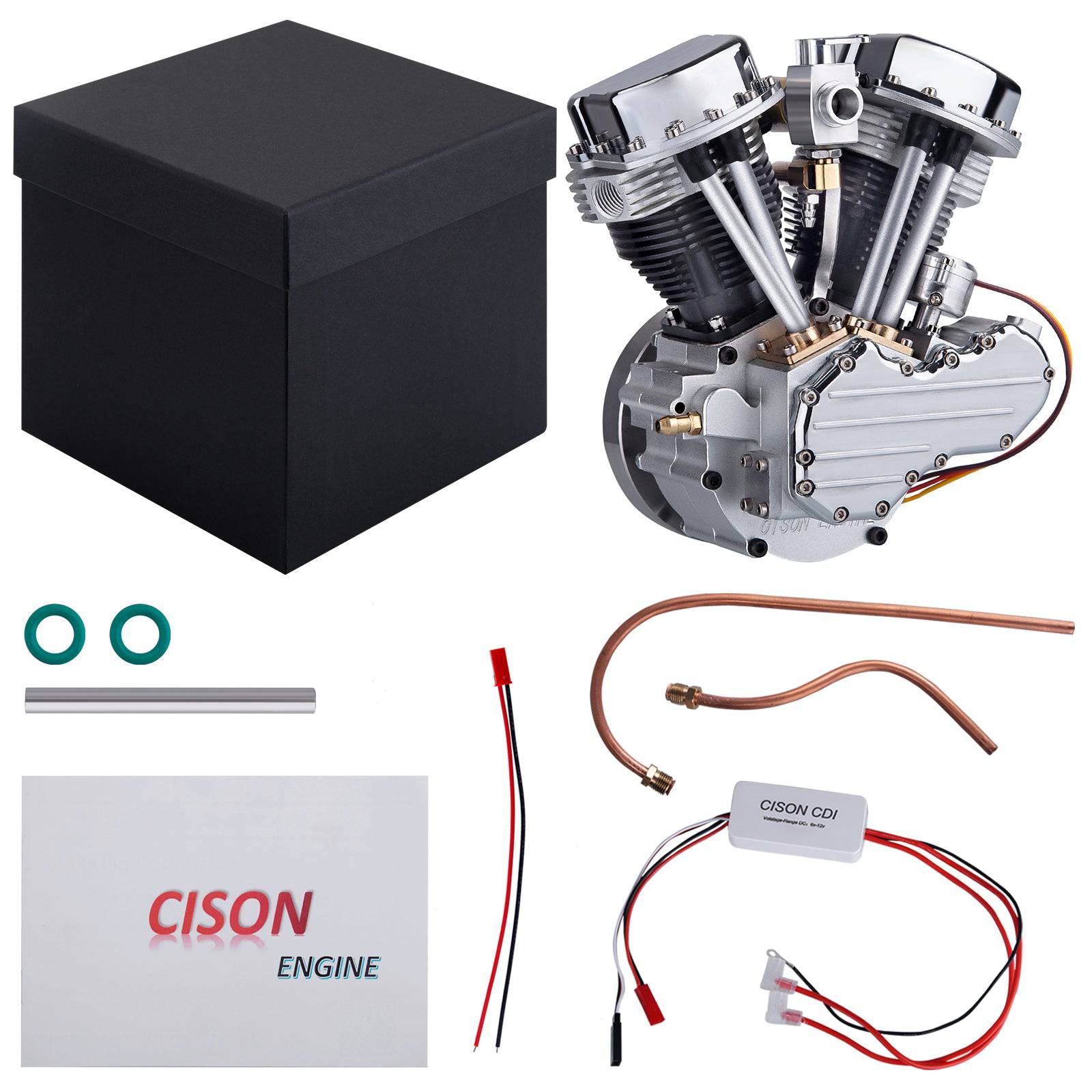 CISON FG-VT9 9cc V-Twin 4 Stroke Air Cooled Gasoline Engine Model for RC Cars Black-helloworld7