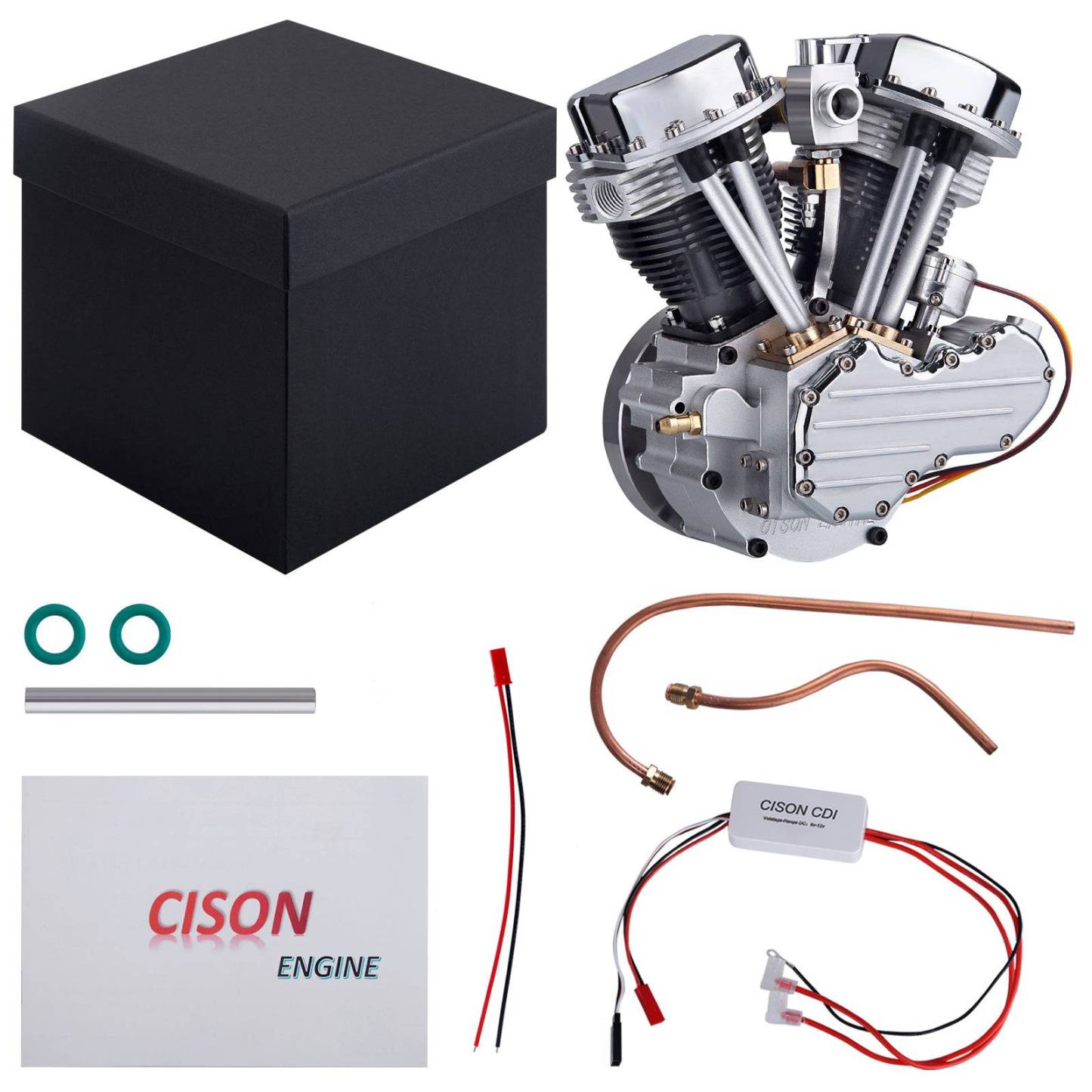 CISON FG-VT9 9cc V-Twin 4 Stroke Air Cooled Gasoline Engine Model for RC Cars Black-helloworld7