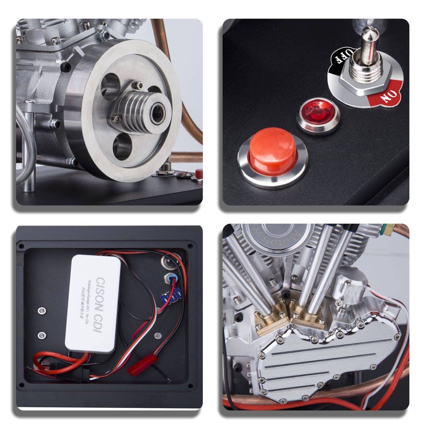 CISON FG-VT9 9cc V-Twin 4 Stroke Gasoline Engine Model Full Set with Base & Tank-helloworld7
