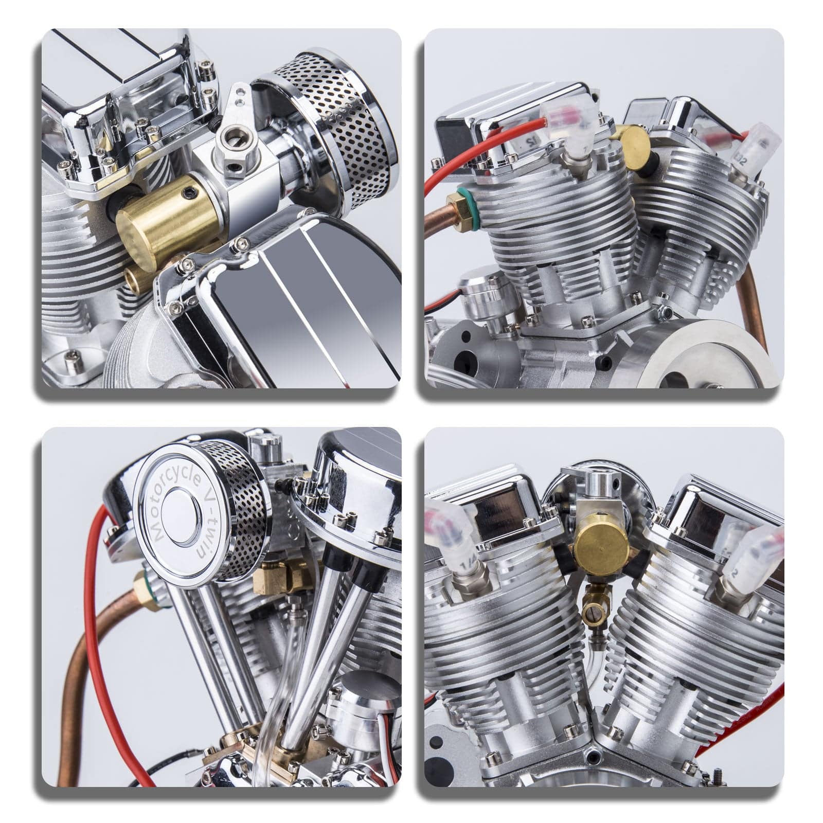 CISON FG-VT9 9cc V-Twin 4 Stroke Gasoline Engine Model Full Set with Base & Tank-helloworld7