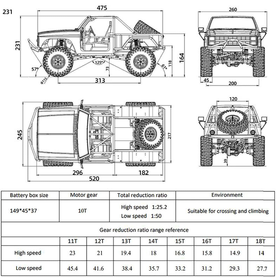 CROSSRC XT4 1/10 Scale 4WD Electric Off Road Crawler Kit 2 Speed Gearbox Diff Locks-helloworld7