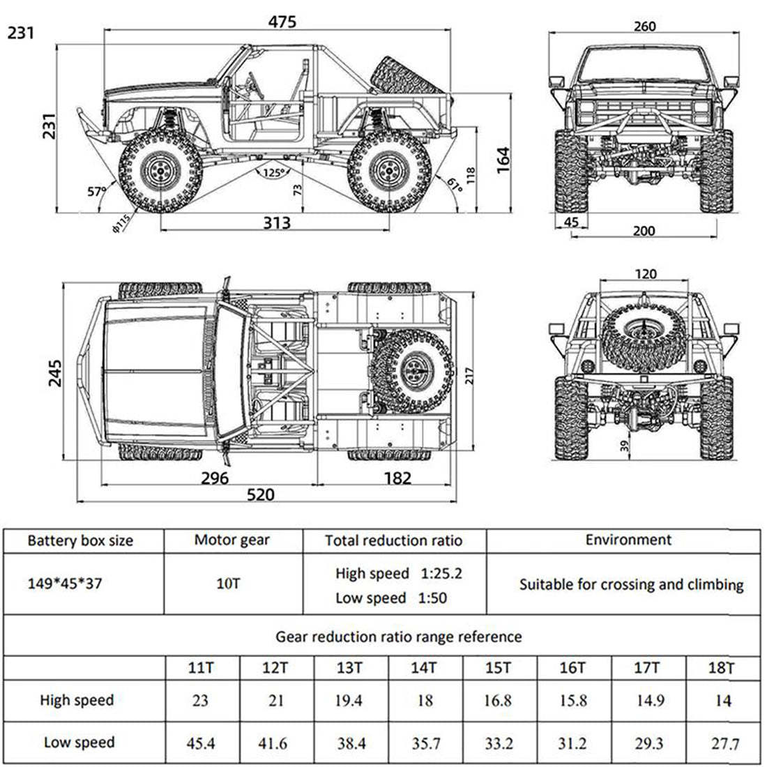 CROSSRC XT4 1/10 Scale 4WD Electric Off Road Crawler Kit 2 Speed Gearbox Diff Locks-helloworld7