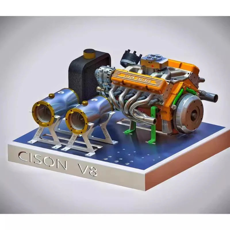 Cison V8-440 44cc Flathead V8 Engine Kit with Metal Base - DIY 4 Stroke RC Model-helloworld7