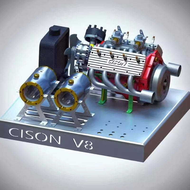 Cison V8-440 44cc Flathead V8 Engine Kit with Metal Base - DIY 4 Stroke RC Model-helloworld7