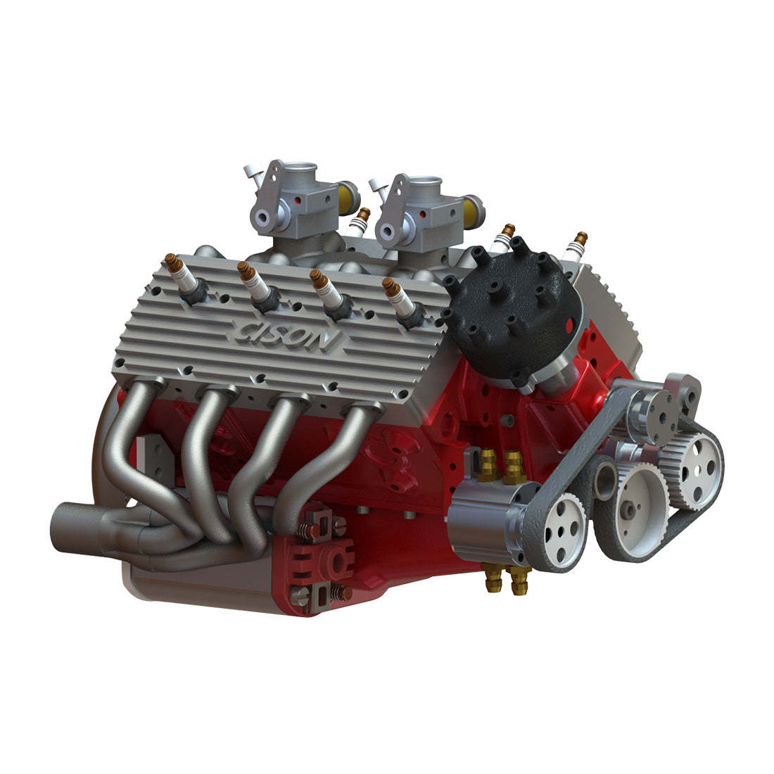 Cison V8-440 44cc Flathead V8 Engine Kit with Metal Base - DIY 4 Stroke RC Model-helloworld7