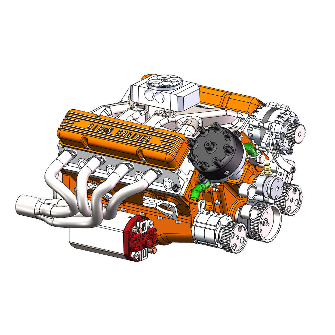 Cison V8-440 OHV 44cc Small Block Engine Kit with Metal Base - High Performance DIY RC Model-helloworld7