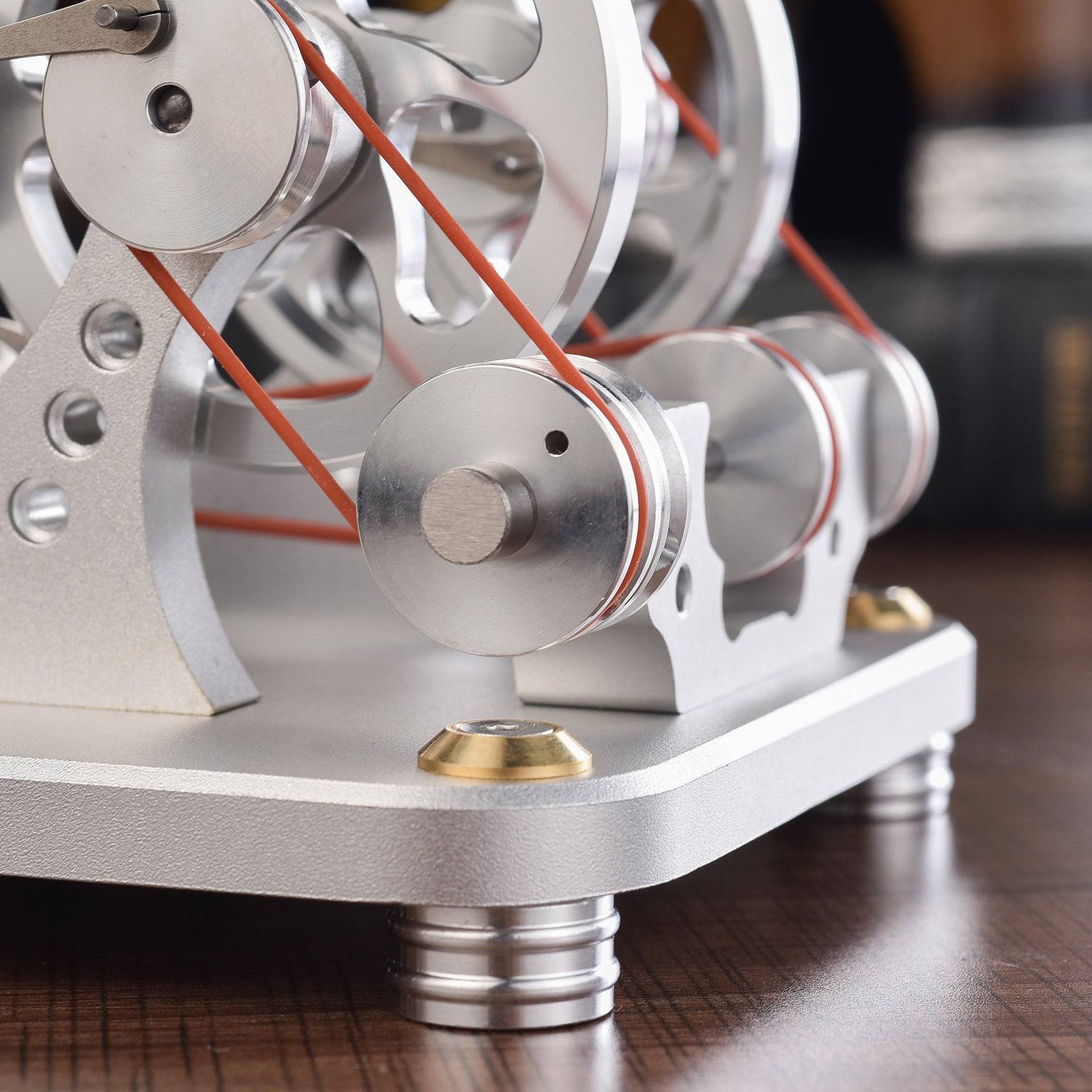 Custom Twin Cylinder Stirling Engine Generator Model with Digital Voltage Meter & LED