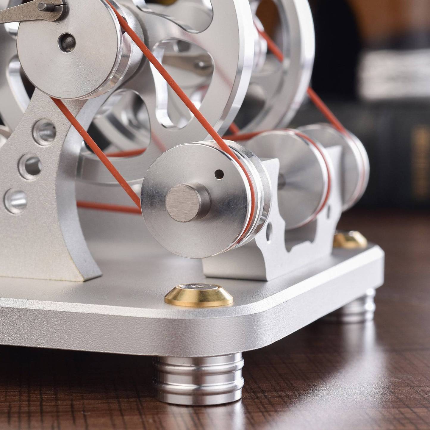 Custom Twin Cylinder Stirling Engine Generator Model with Digital Voltage Meter & LED