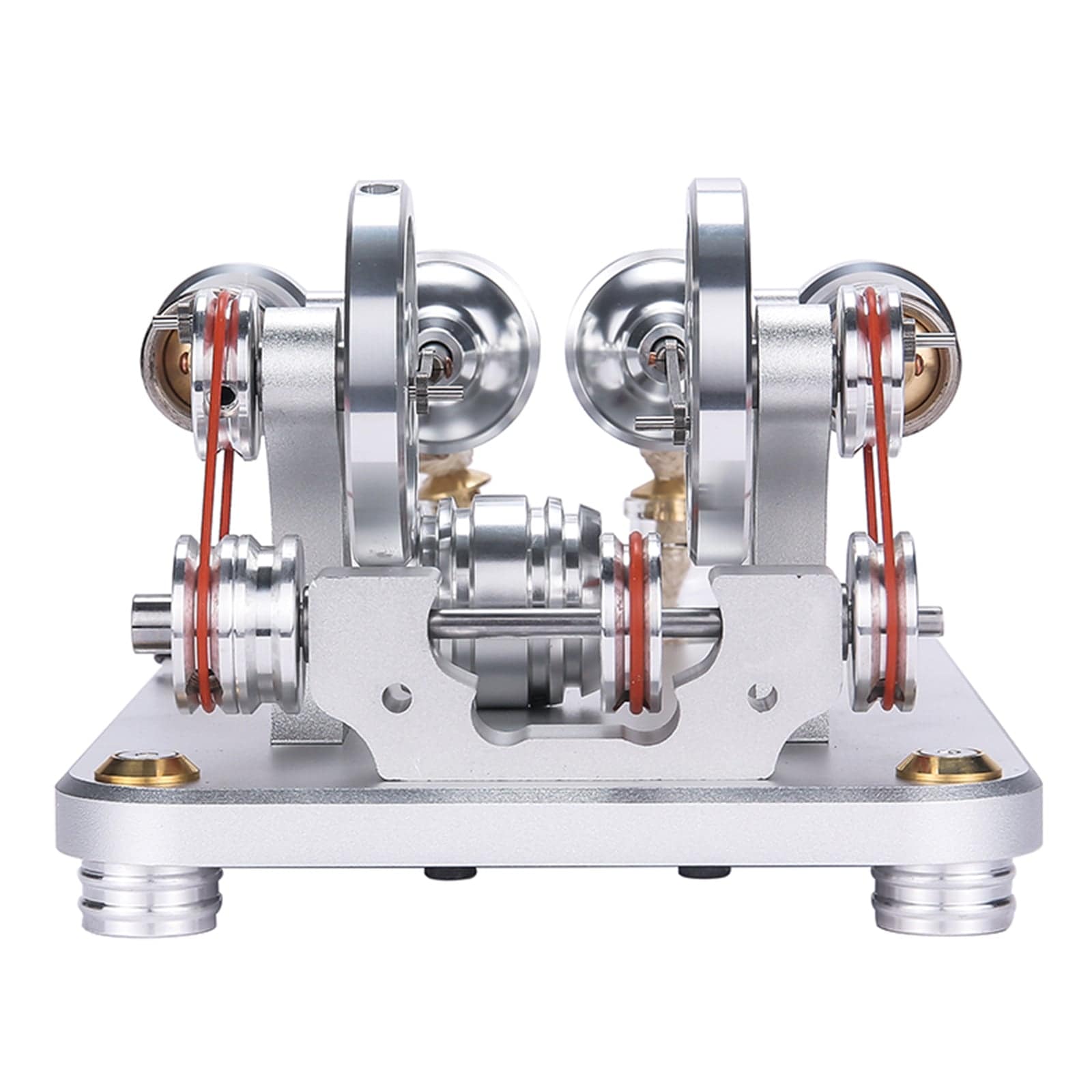 Custom Twin Cylinder Stirling Engine Generator Model with Digital Voltage Meter & LED