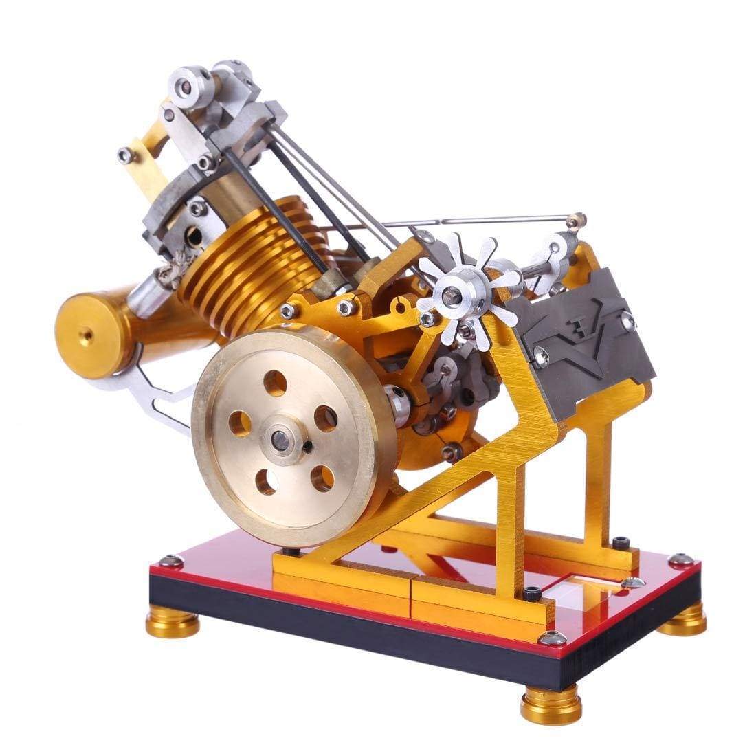 Custom V1-45 Flame Licker Vacuum Engine Model SOHC 45° Structure Physics Collection Toy