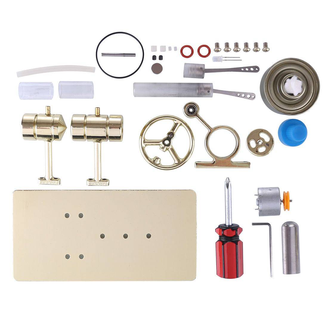 DIY Assembly Single Cylinder Stirling Engine Generator Kit Golden Metal Physics Toy