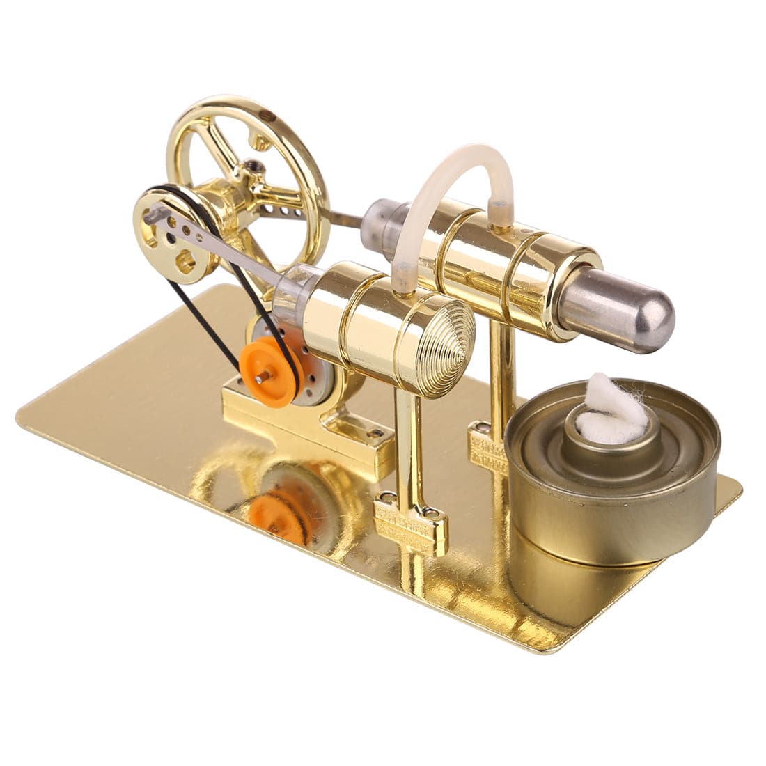 DIY Assembly Single Cylinder Stirling Engine Generator Kit Golden Metal Physics Toy