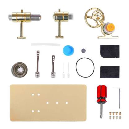 DIY Assembly Single Cylinder Stirling Engine Generator Kit Golden Metal Physics Toy