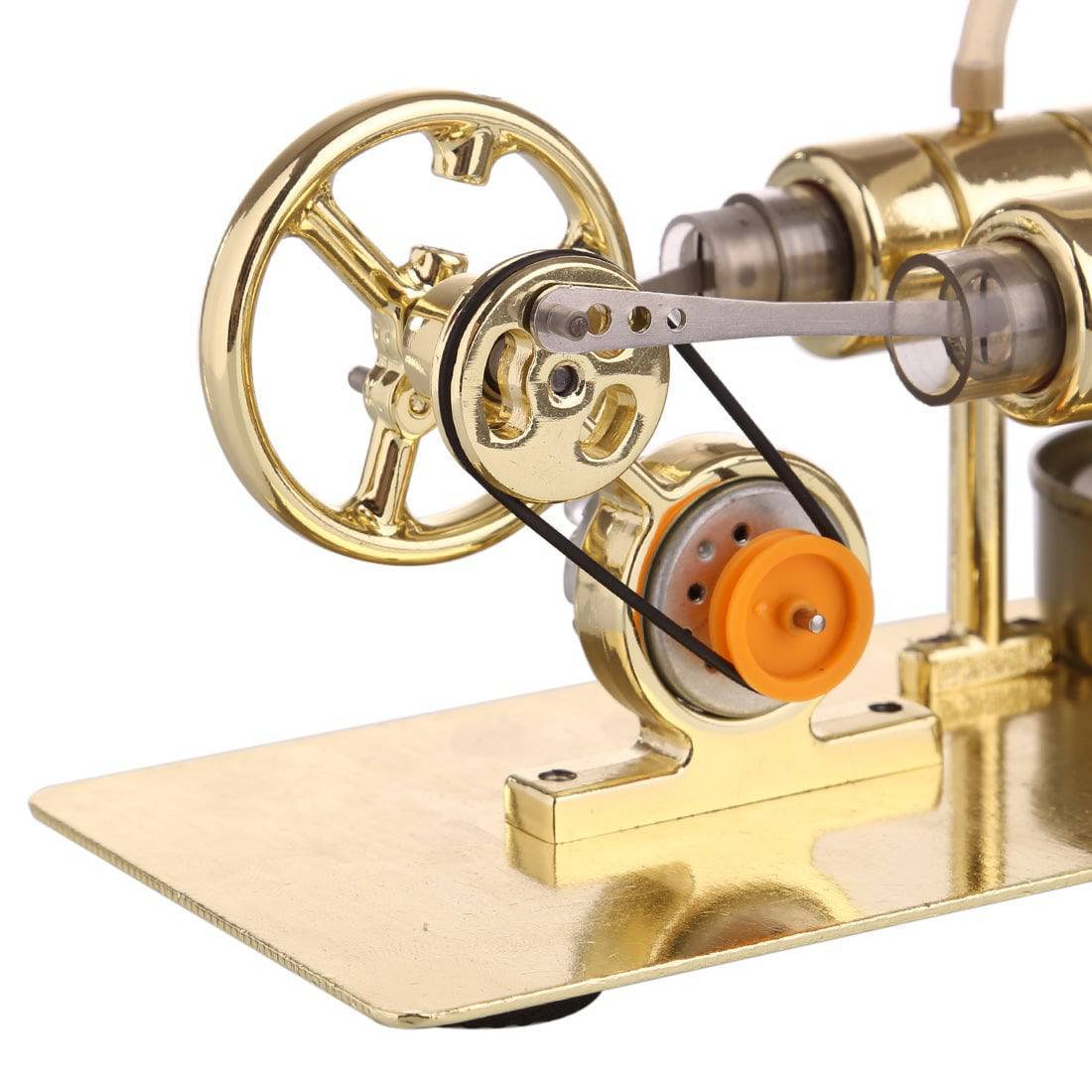 DIY Assembly Single Cylinder Stirling Engine Generator Kit Golden Metal Physics Toy