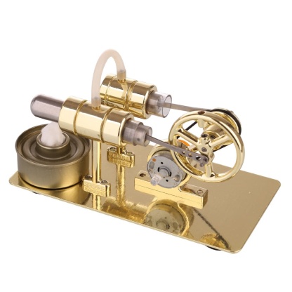 DIY Assembly Single Cylinder Stirling Engine Generator Kit Golden Metal Physics Toy