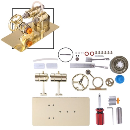 DIY Assembly Single Cylinder Stirling Engine Generator Kit Golden Metal Physics Toy