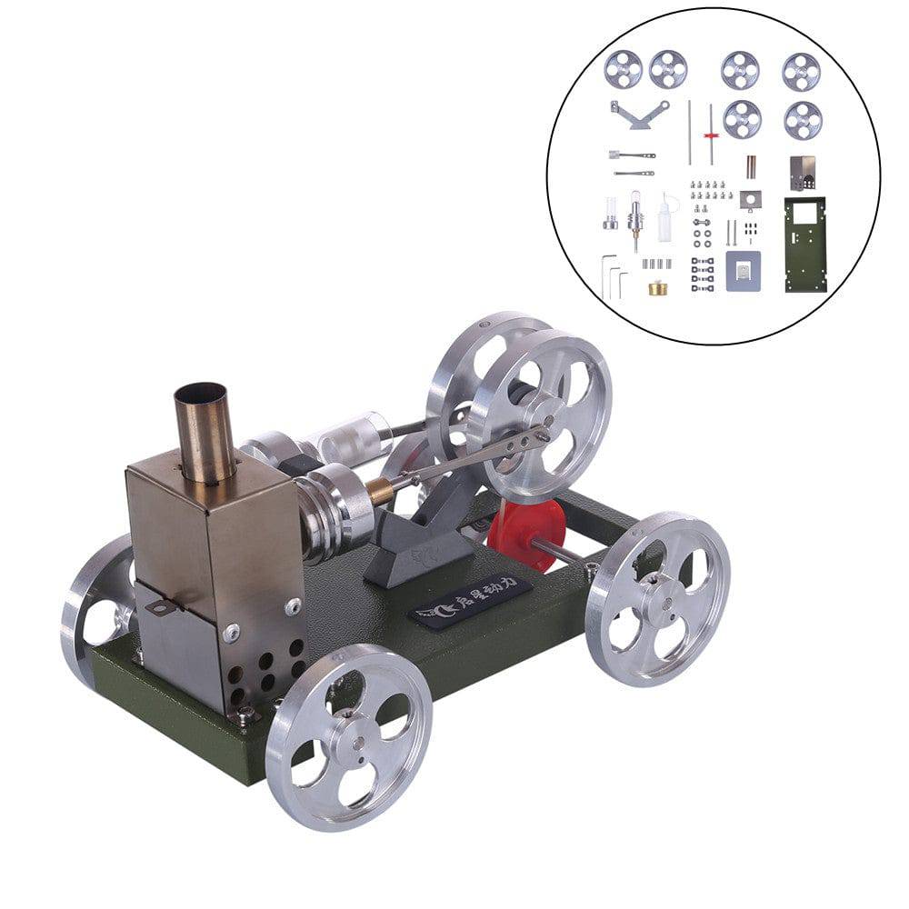DIY Assembly Stirling Engine Car Model Kit Metal Heat Power Vehicle Physics Toy