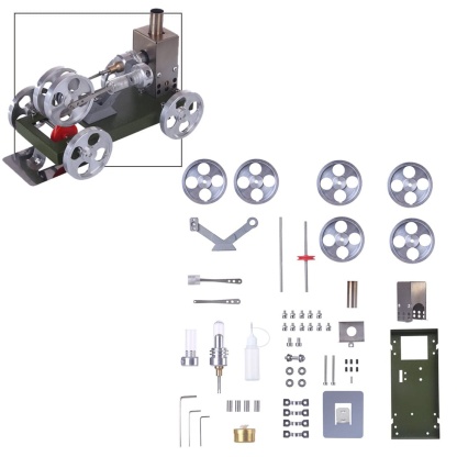 DIY Assembly Stirling Engine Car Model Kit Metal Heat Power Vehicle Physics Toy