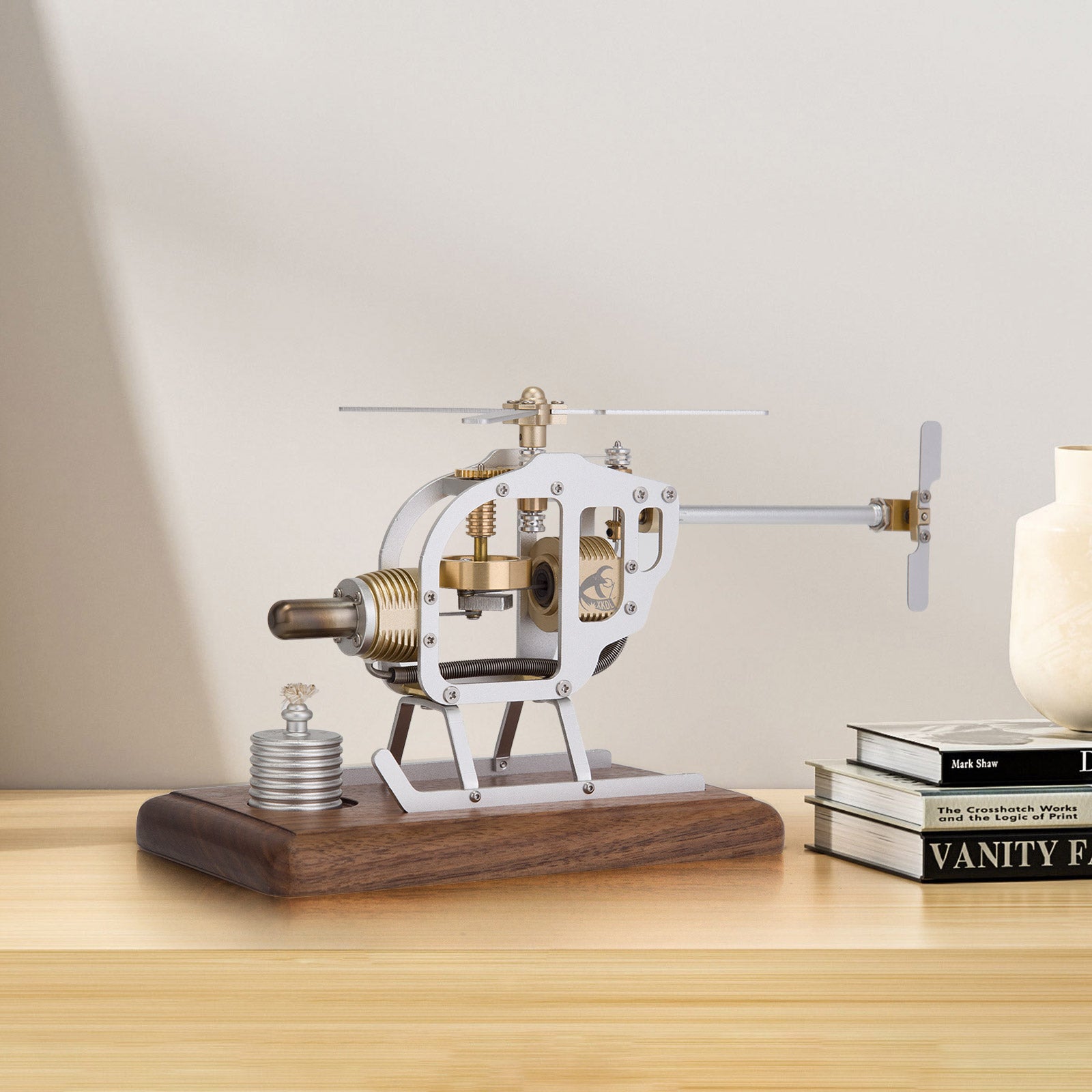 DIY Mini Stirling Engine Helicopter Model Kit Metal Physics STEM Education Toy