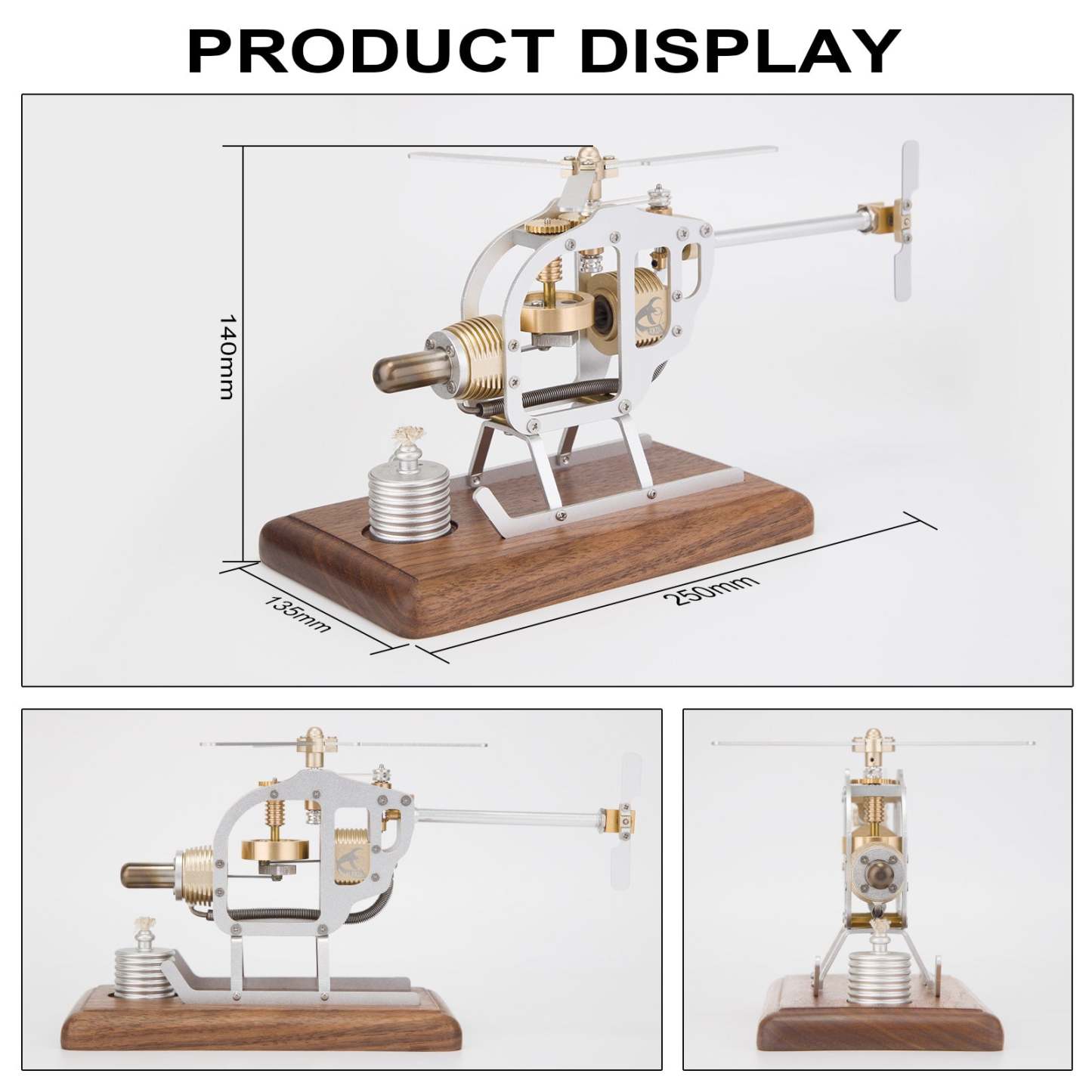 DIY Mini Stirling Engine Helicopter Model Kit Metal Physics STEM Education Toy