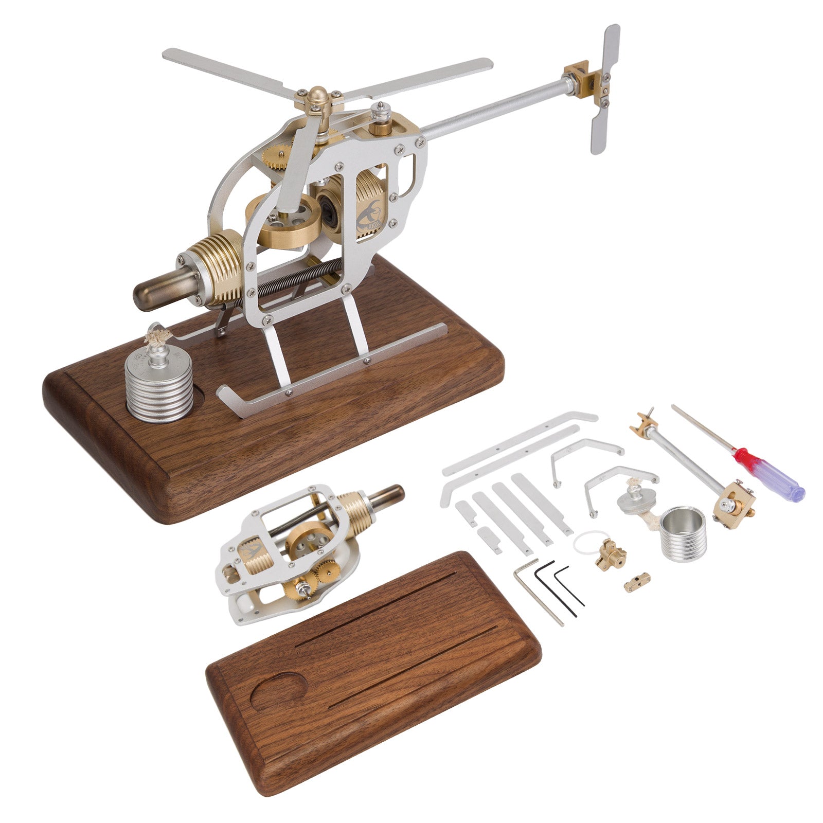 DIY Mini Stirling Engine Helicopter Model Kit Metal Physics STEM Education Toy
