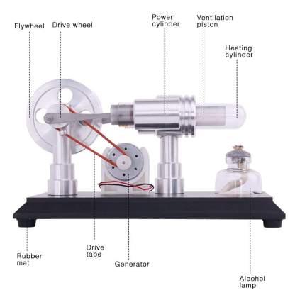 DIY Stirling Engine Generator Model Kit with LED Lights Physics Experiment Toy