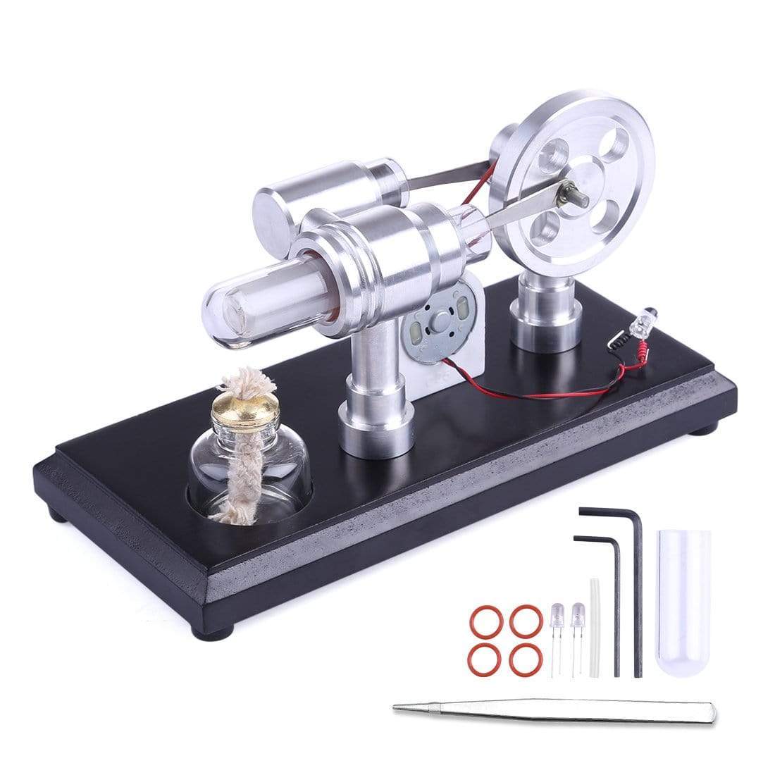 DIY Stirling Engine Generator Model Kit with LED Lights Physics Experiment Toy