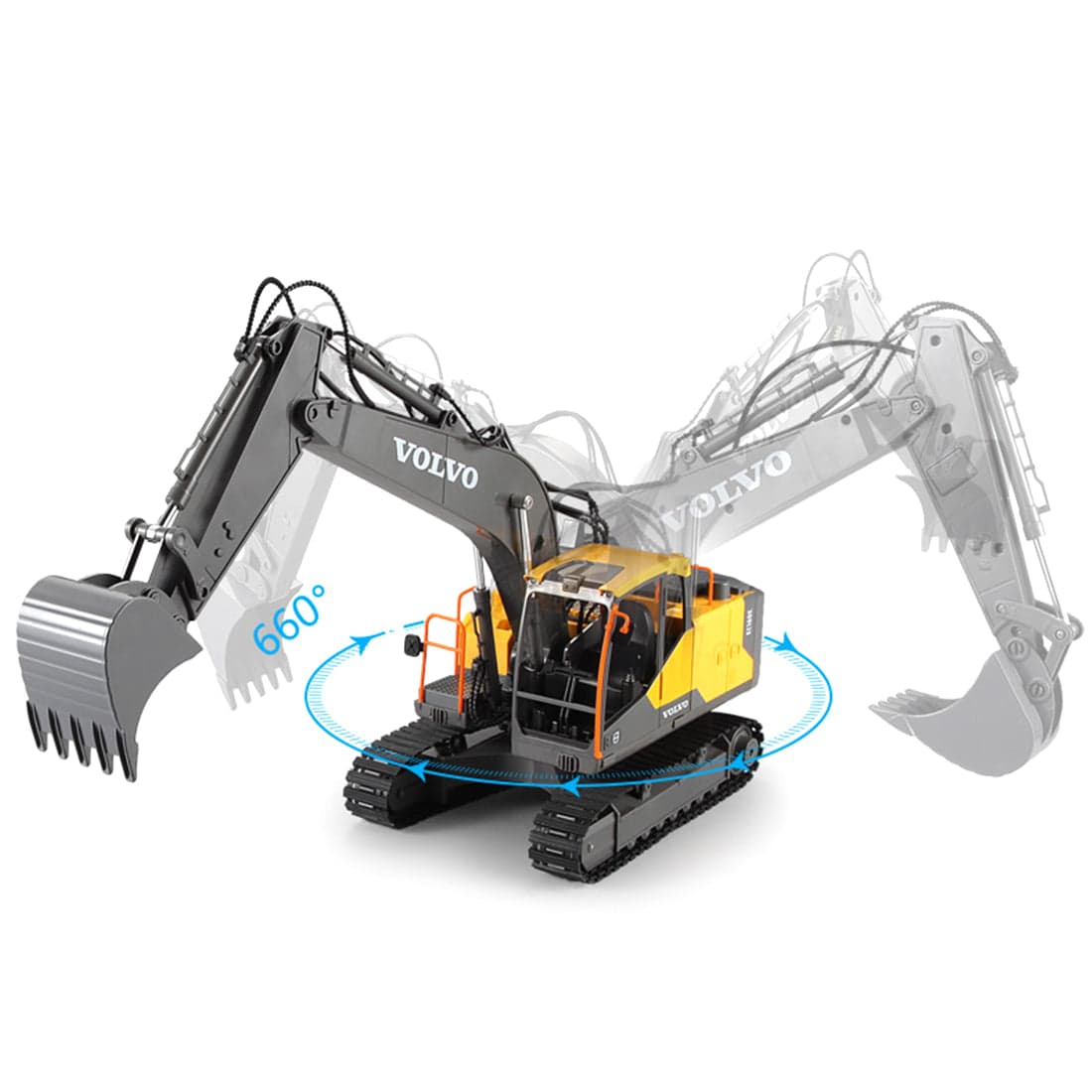 DOUBLE E 3 in 1 RC Excavator Construction Vehicle 2.4G Remote Control Truck with Interchangeable Bucket Gripper and Breaker-helloworld7